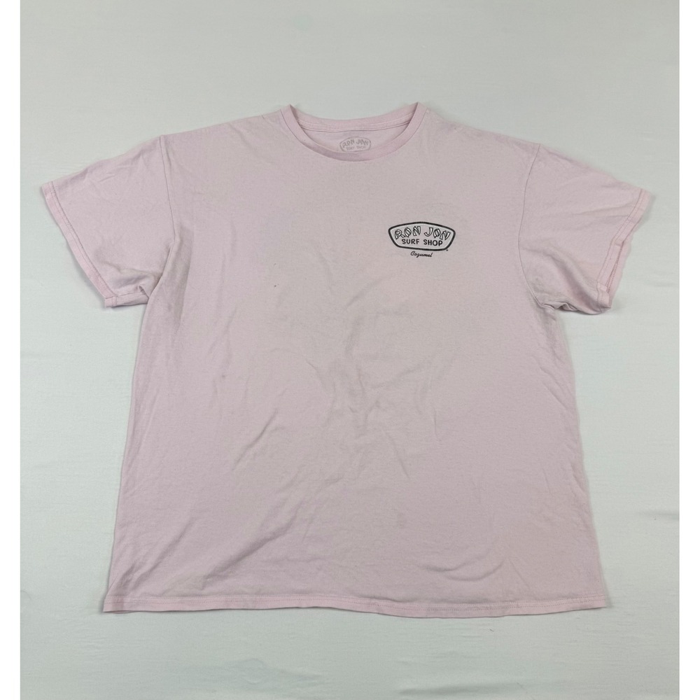 Ron Jon Surf Shop Cozumel Graphic T-Shirt Mens XL Pink Short‎ Sleeve Cotton Tee
